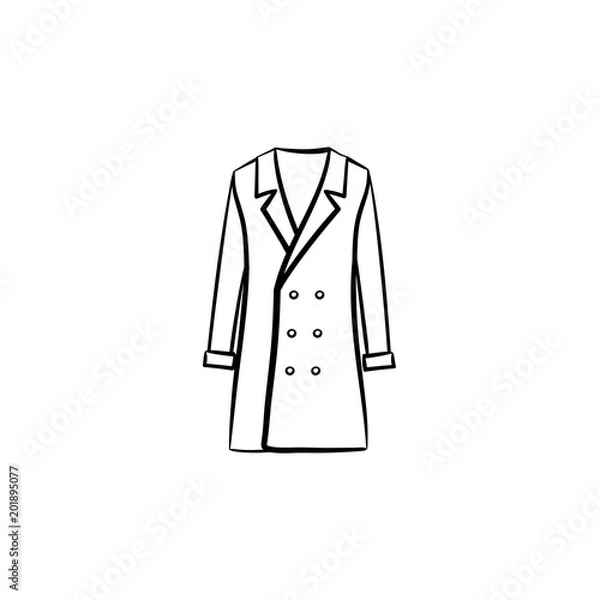 Fototapeta Coat hand drawn outline doodle icon. Autumn female outerwear - coat vector sketch illustration for print, web, mobile and infographics isolated on white background.