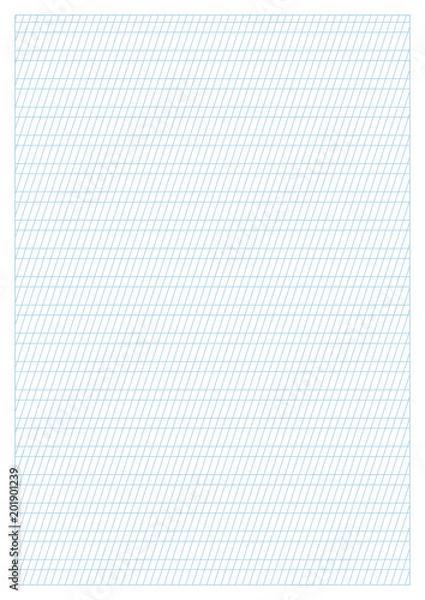 Fototapeta Vector blue calligraphy practice paper A4 size, printable, slanting lines every 3.5 mm, can be used for lettering and handwriting