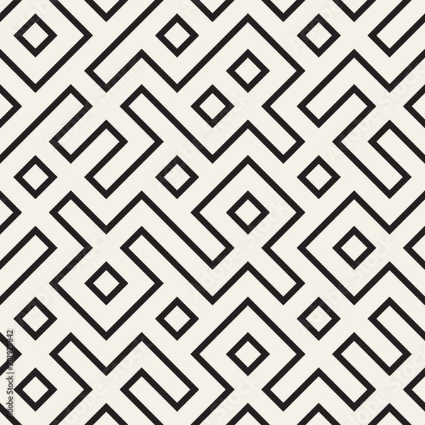 Fototapeta Stylish lines lattice. Ethnic monochrome texture. Abstract geometric background design. Vector seamless pattern.