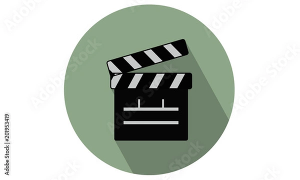 Fototapeta Cinema Clapperboad vector icon with background and shadow