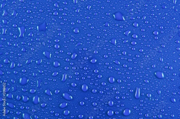 Fototapeta water drops on blue