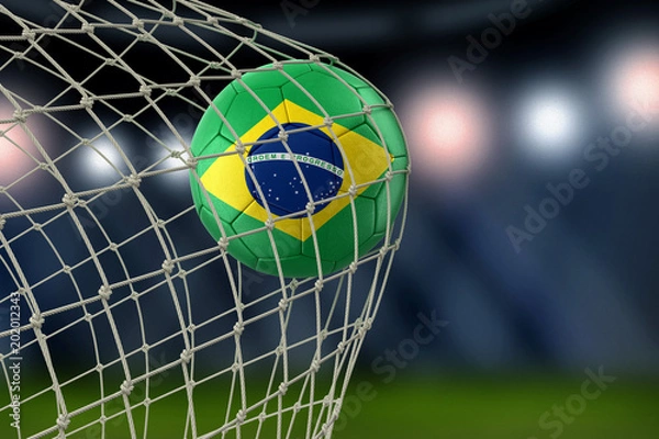 Obraz Brazylia soccerball w sieci