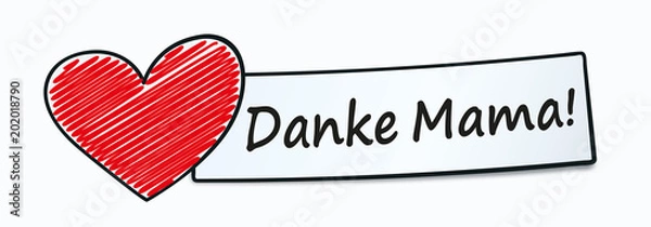 Obraz Danke Mama Muttertag Gruß Herz scribble