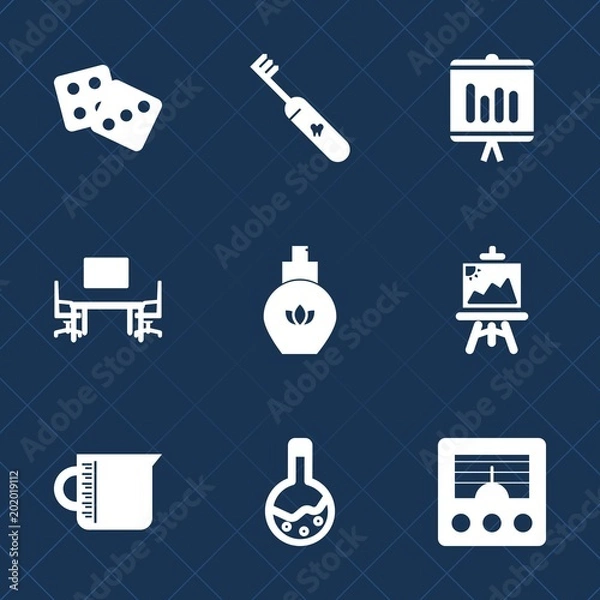 Fototapeta Premium set with fill icons. Such as perfume, signal, tool, radio, antenna, liquid, container, art, game, office, gambling, wireless, transparent, communication, care, dental, report, document, dice