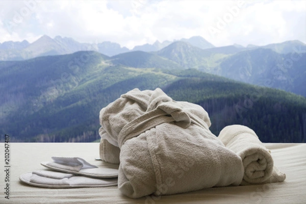 Obraz Hotel, spa, bathrobe, towels