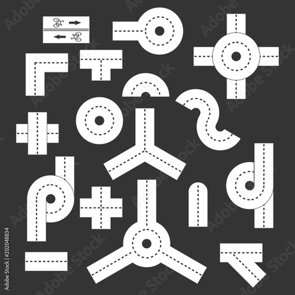 Obraz Road direction icon set vector white isolated on grey background 