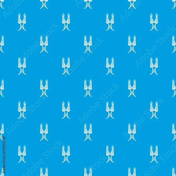 Fototapeta Long-term wheat pattern vector seamless blue repeat for any use