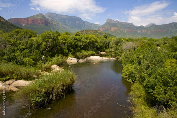 Fototapeta view to Blyde river, Drakensberg mountains range in the background