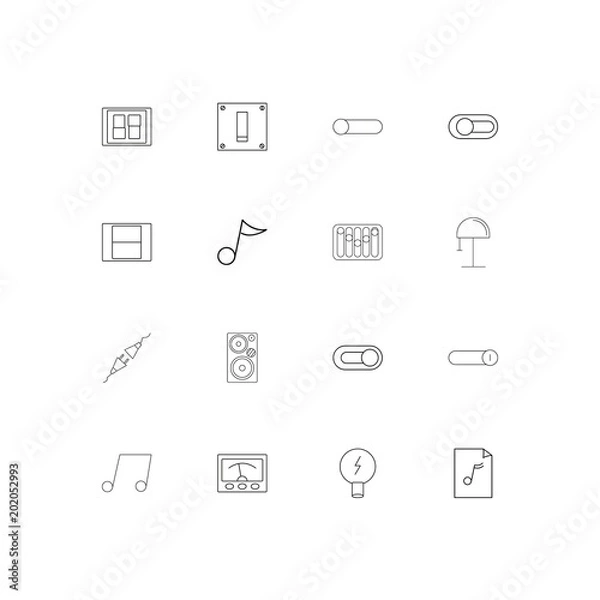 Fototapeta Electrical simple linear icons set. Outlined vector icons