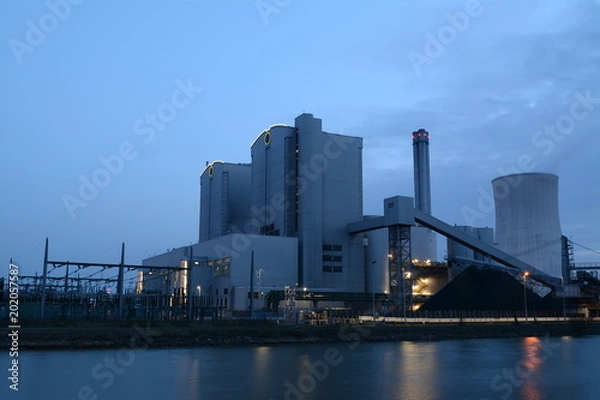 Obraz Kohlekraftwerk Industrie blaue Stunde Nacht Blockkraftwerk Stöcken