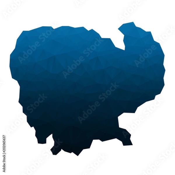 Obraz Cambodia map in geometric polygonal,low poly. Vector illustration.