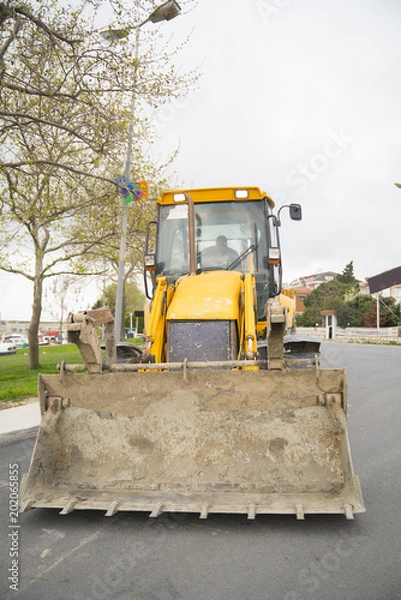 Fototapeta on road grader