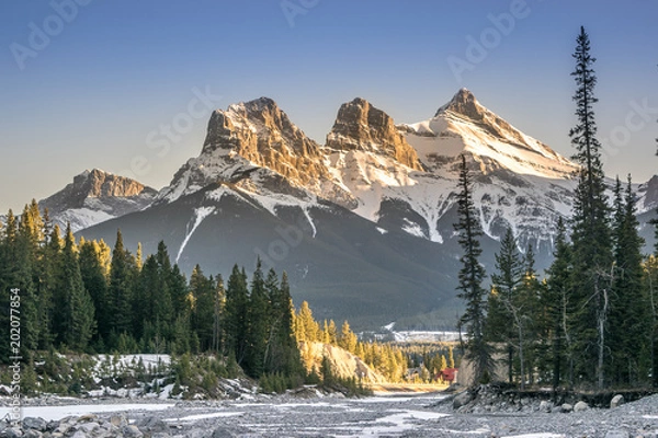 Obraz View of Three Sisters peaks, Canmore Canada