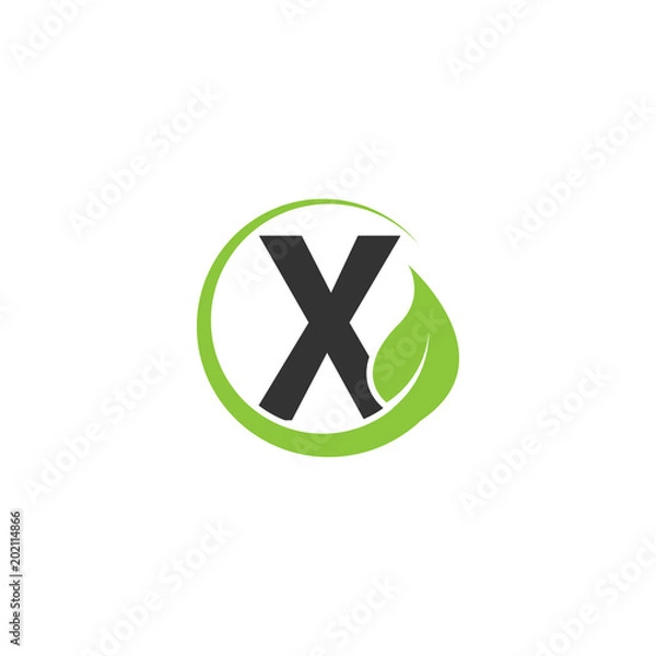 Obraz Alphabet initial and leaf logo icon template