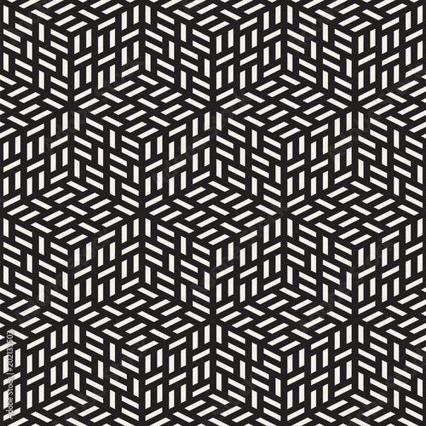 Fototapeta Vector seamless pattern. Modern stylish lattice texture. Repeating geometric background. Cubes with mosaic faces.