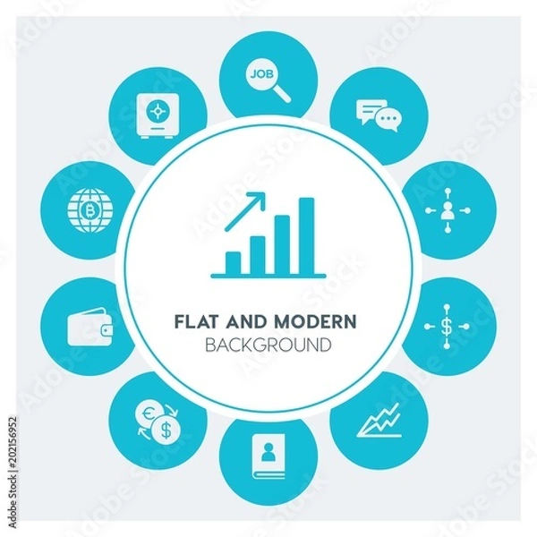 Fototapeta business, money, charts Infographic Circle fill Icons Set. Contains such Icons as  business,  website,  elements,  background,  pattern,  illustration,  banner and more. Fully Editable. Pixel Perfect