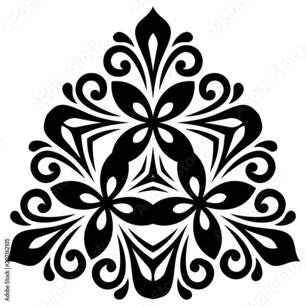 Fototapeta Elegant triangular black ornament in classic style. Abstract traditional pattern with oriental elements. Classic vintage pattern