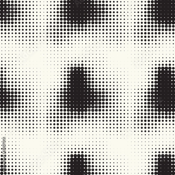 Fototapeta Seamless pattern halftone design. Modern textile print with dots. Vector fashion background. Grunge dirty circles.