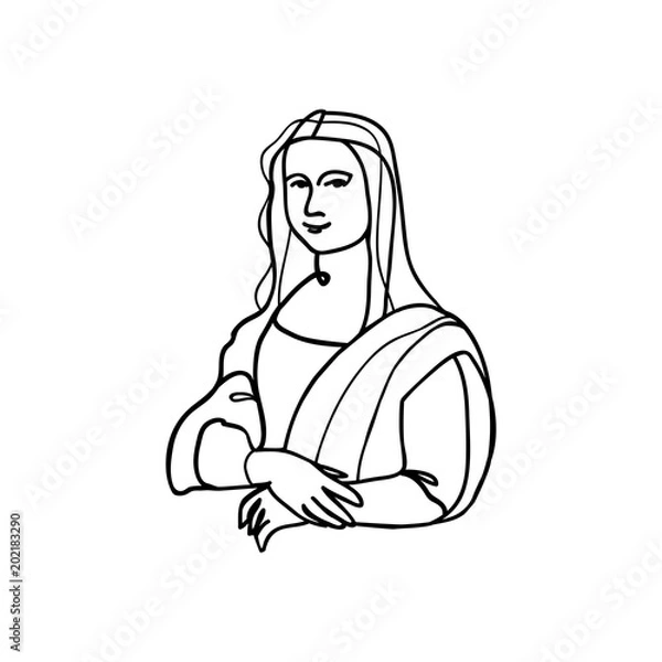 Obraz Mona Lisa line art, vector illustration