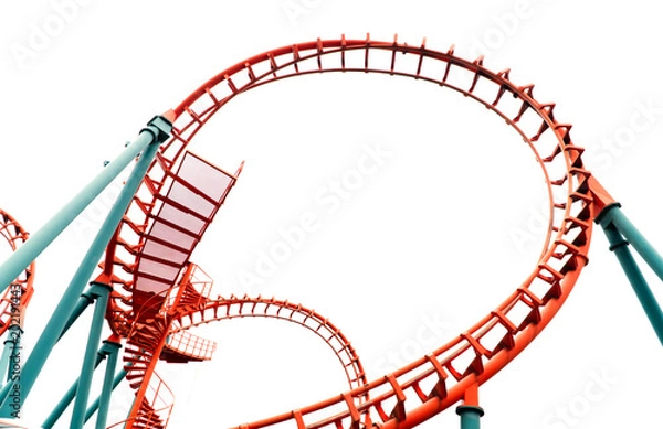 Obraz Roller coaster isolated on white background