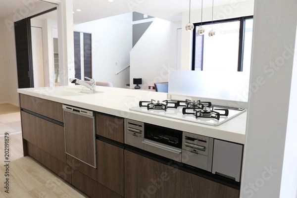 Fototapeta 新築の家のリビング、ダイニング