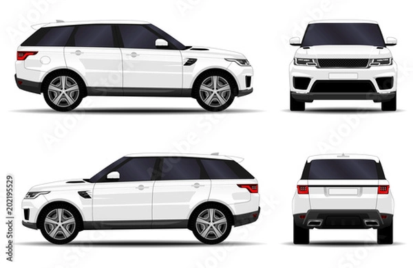 Obraz realistic SUV car. front view; side view; back view.