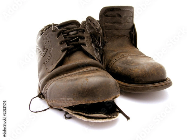 Obraz Arbeitsschuhe vor weißem Hintergrund