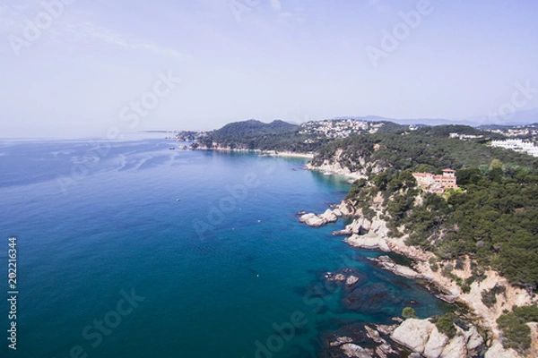 Obraz Aerial view of the rocks in the sea on a sunny day in the Costa Brava in Spain