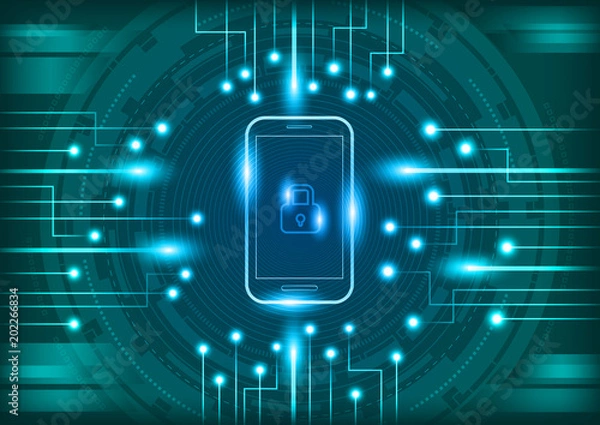 Obraz Mobile phone with digital security concept