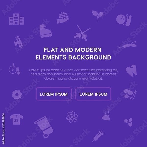 Fototapeta health, science, sports, nature fill vector icons and elements background concept on purple background.Multipurpose use on websites, presentations, brochures and more