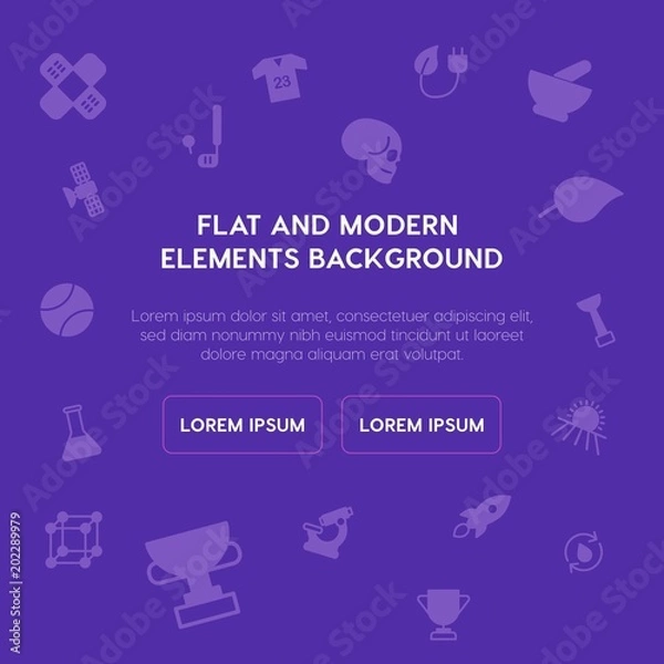 Fototapeta health, science, sports, nature fill vector icons and elements background concept on purple background.Multipurpose use on websites, presentations, brochures and more