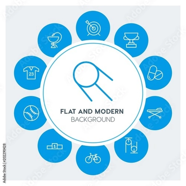 Fototapeta health, science, sports Infographic Circle outline Icons Set. Contains such Icons as  business,  website,  elements,  background,  pattern,  banner,  slider and more. Fully Editable. Pixel Perfect