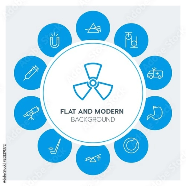 Fototapeta health, science, sports Infographic Circle outline Icons Set. Contains such Icons as  business,  website,  elements,  background,  pattern,  banner,  slider and more. Fully Editable. Pixel Perfect