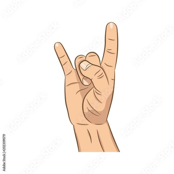 Fototapeta Realistic hand with rock n roll sign