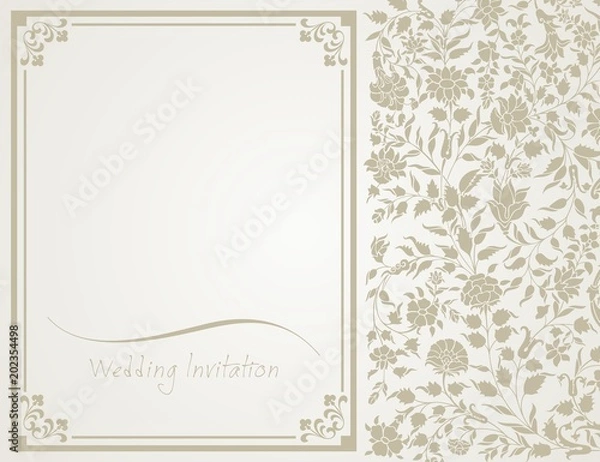 Fototapeta wedding card design, paisley floral pattern , India