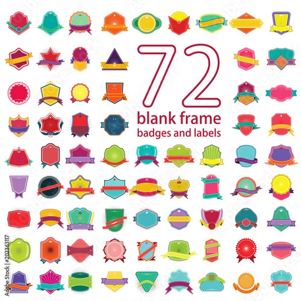 Fototapeta Set of blank retro vintage badges and labels. Vector illustratio