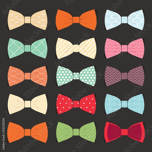 Fototapeta set of bow tie in vector on white background