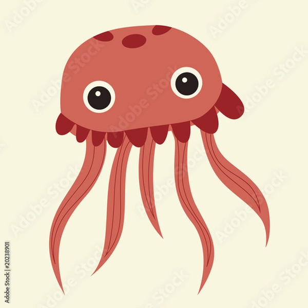 Fototapeta vector cute pink jellyfish