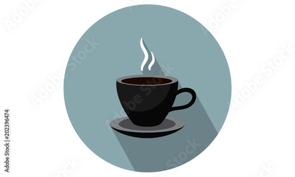 Fototapeta cup with saucer - steaming - vector illustration for food web and app
