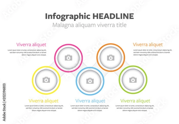 Fototapeta Infographic Layout with Circular Photo Placeholders