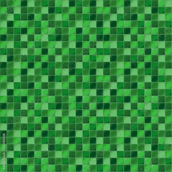 Fototapeta Mosaic tiles for bathroom and spa. Seamless background. Repeating texture. Green tile illustration.