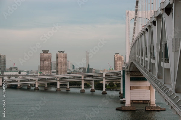 Fototapeta (東京都ｰ都市風景)湾岸道路へのびるレインボーブリッジ
