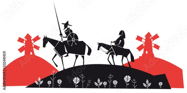 Fototapeta Don Quixote and Sancho Panza vector illustration