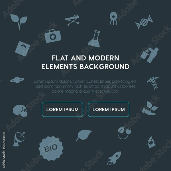 Fototapeta health, science, nature fill vector icons and elements background concept on dark background.Multipurpose use on websites, presentations, brochures and more