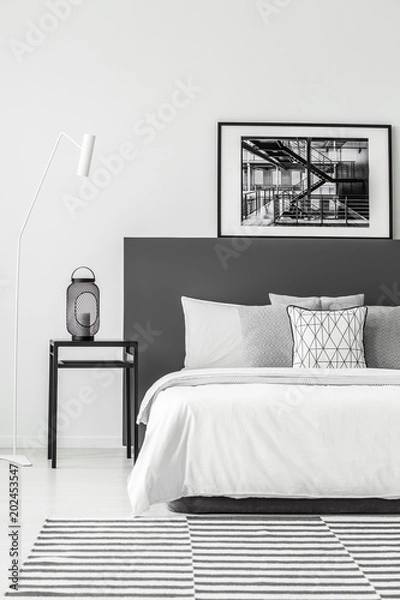 Fototapeta Poster in minimal bedroom interior