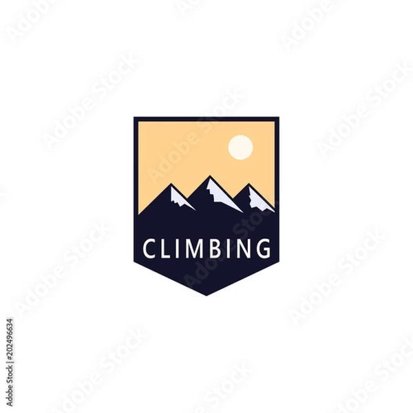 Fototapeta Climbing logo Vector Template Design Illustration