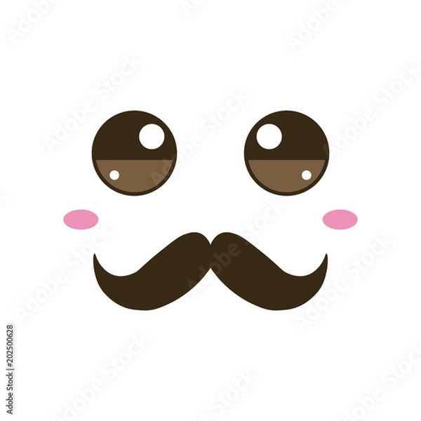 Obraz Vector illustration with kawaii faces