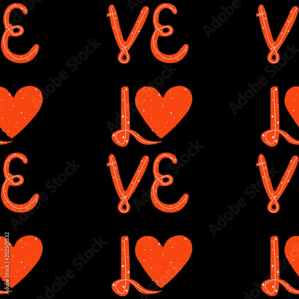 Obraz Seamless pattern. Vector illustration Love You. lettering. Handwritten quote. Vector illustration EPS10. Colorful design for poster, print on the t-shirt, card, invitation. Easy editable for design.
