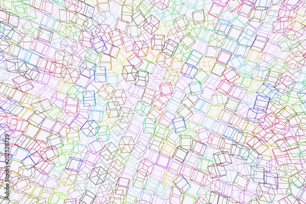 Fototapeta Color abstract square, rectangle pattern generative art background. Vector, drawing, illustration & mosaic.