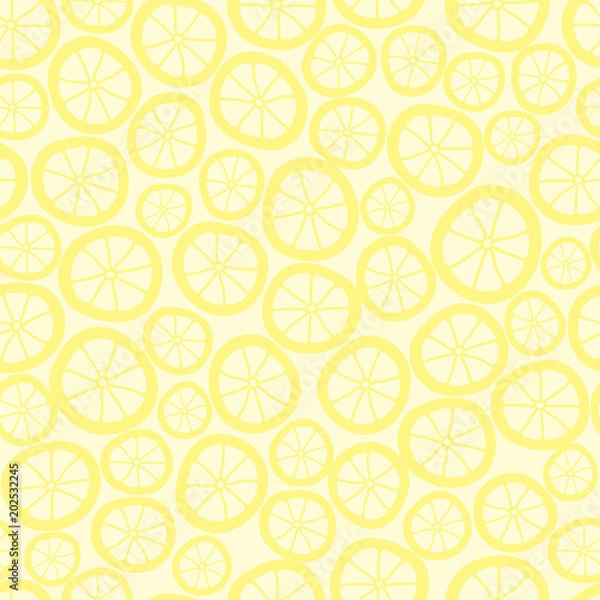 Fototapeta Vector Lemon Slice Seamless Pattern